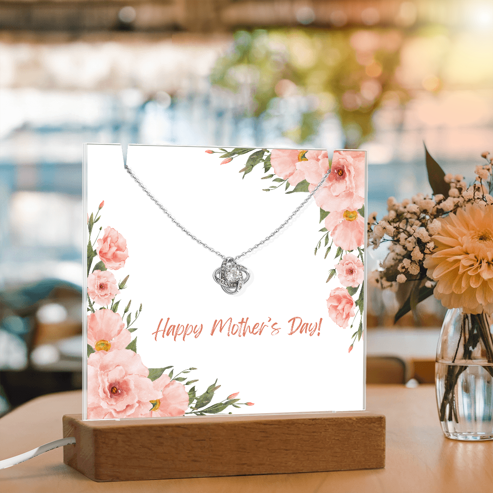 Keepsake Acrylic Holder with Love Knot Necklace