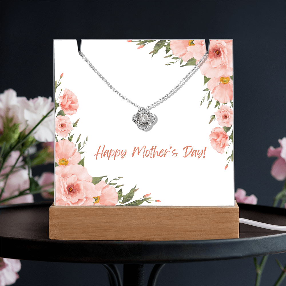 Keepsake Acrylic Holder with Love Knot Necklace