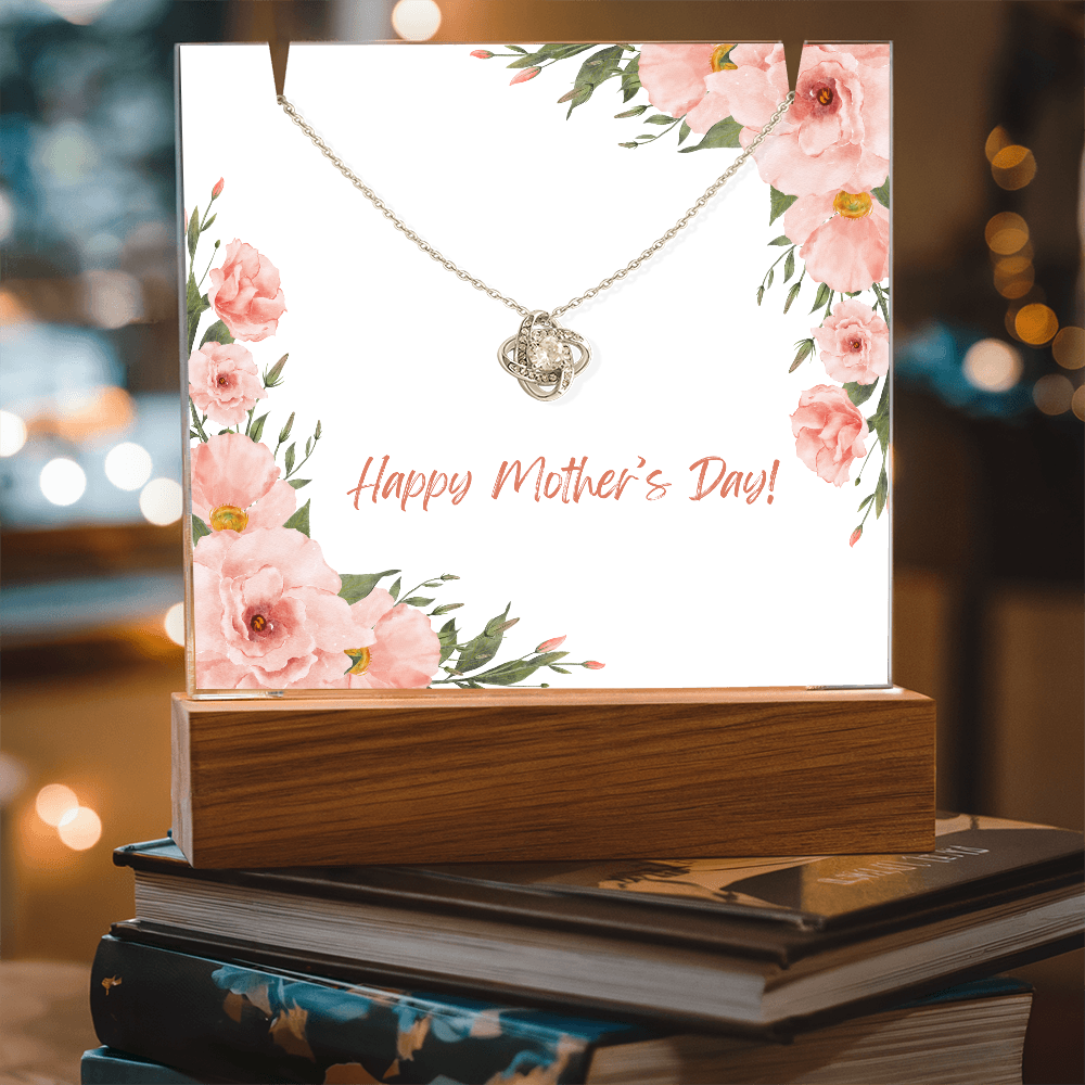 Keepsake Acrylic Holder with Love Knot Necklace