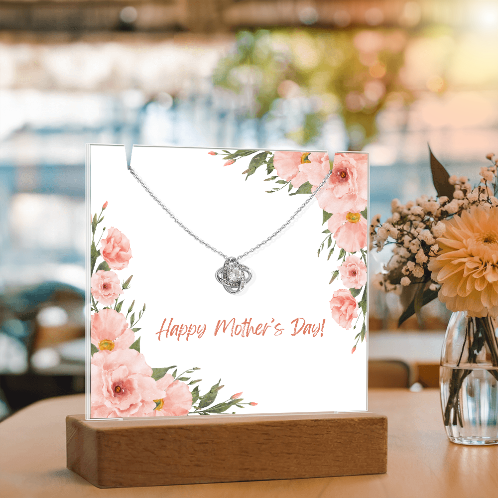 Keepsake Acrylic Holder with Love Knot Necklace