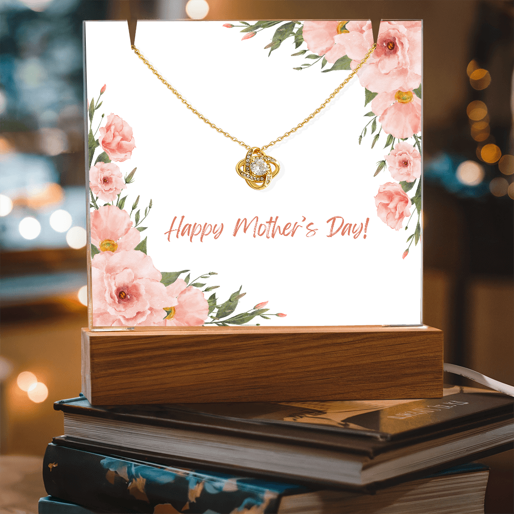 Keepsake Acrylic Holder with Love Knot Necklace