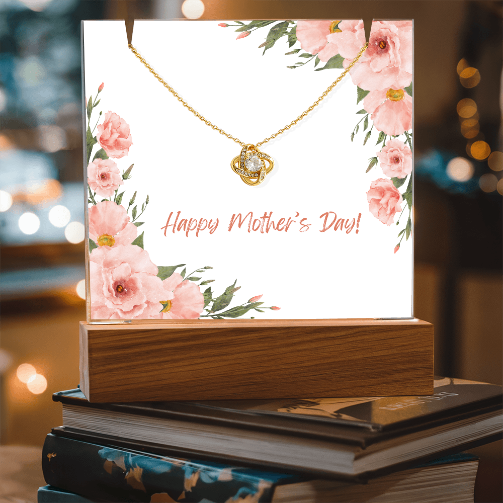 Keepsake Acrylic Holder with Love Knot Necklace
